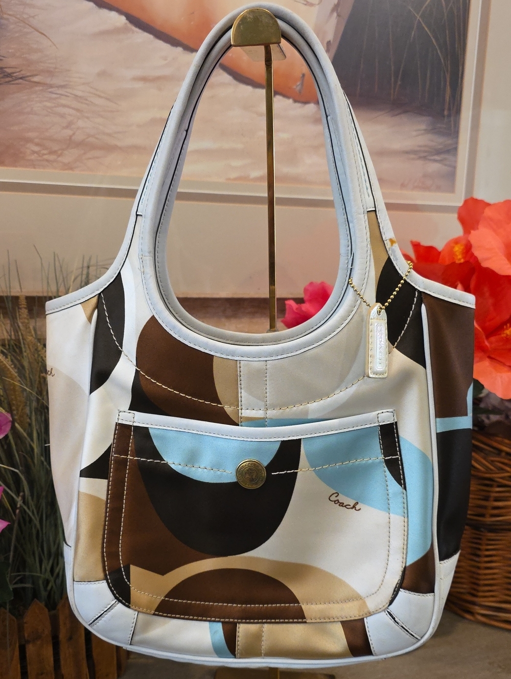 Coach Vintage Sateen Ergo With Leather Trim